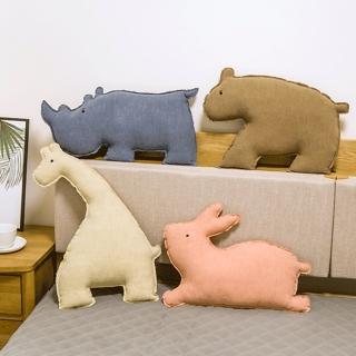 【樂邁家居】玩具 熊 長頸鹿 犀牛 兔子 動物 抱枕 沙發靠墊 靠枕(M號)
