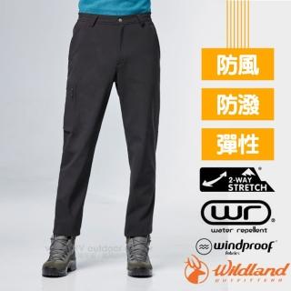 【Wildland 荒野】男新款 彈性輕量防風防潑長褲/防風.防潑.雙向彈性(0A82312-54 黑)