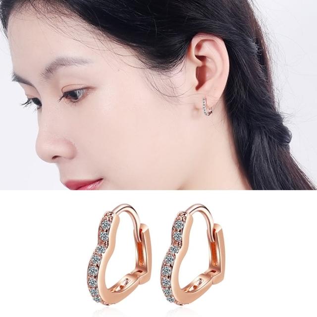 【Emi 艾迷】韓系浪漫心意心型鋯石環繞925銀針 耳扣 耳環