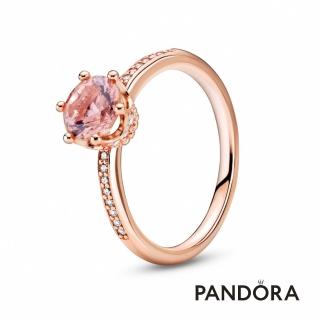 【Pandora官方直營】粉紅璀璨單石皇冠戒指