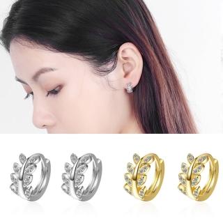 【Emi 艾迷】韓系925銀針芬芳仙氣橄欖枝鋯石環繞 耳環 耳扣