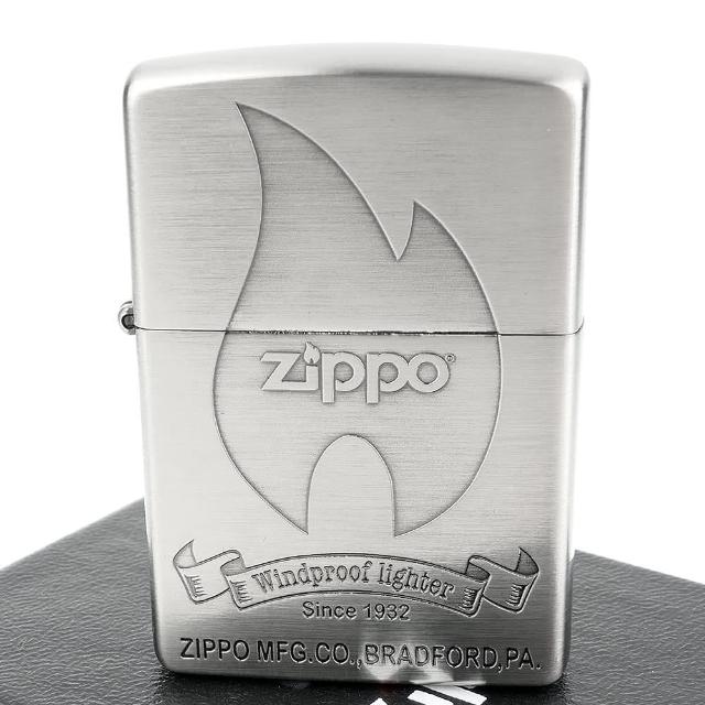 【Zippo】日系~火焰商標圖案蝕刻加工打火機(鎳古美款)
