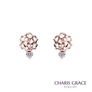 【CHARIS & GRACE 佳立思珠寶】14K金 耳環 Rose Flower Earring 閃亮切面玫瑰花耳環