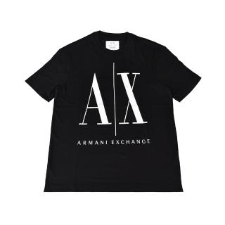 【EMPORIO ARMANI】A│X Armani Exchange經典壓印字母LOGO造型純棉短袖T恤(XS/S/M/L/黑x白字)
