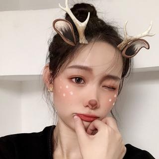 【Quenby】925純銀 新款聖誕麋鹿小巧貼耳耳環/耳針(耳環/配件/交換禮物)