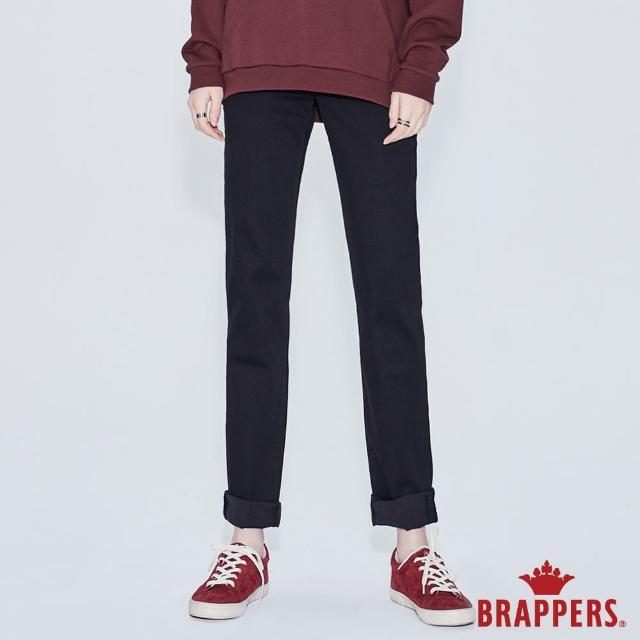 【BRAPPERS】女款 Boy friend系列-中腰彈性小直筒褲(黑)
