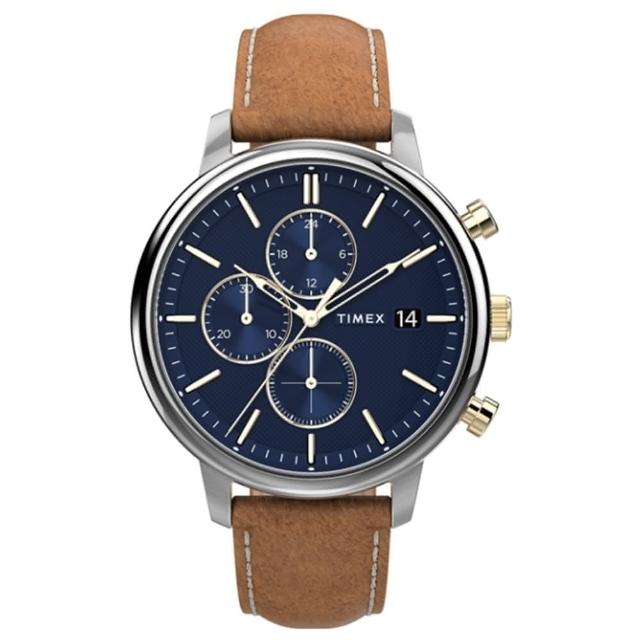 【TIMEX】天美時 風格系列 三眼雅仕手錶(深藍/金銀/棕 TXTW2U39000)