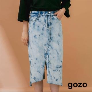 【gozo】率性開衩合身牛仔裙(兩色)