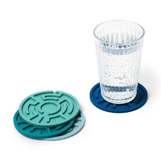 【富邦藝術】藍綠水珠迷宮杯墊 4件組