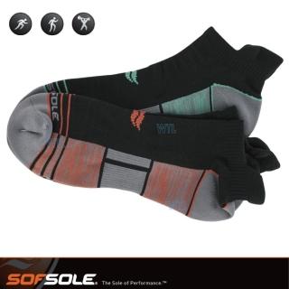 【SOFSOLE】Running select 男 跑步襪 兩雙一組 黑橘 黑綠(美國Sofsole 運動襪)