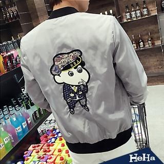 【Heha】現貨 外套 休閒卡通貼布長袖夾克(三色)