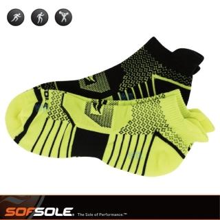 【SOFSOLE】Running select 男 跑步襪 兩雙一組 螢光黃黑(美國Sofsole 運動襪)