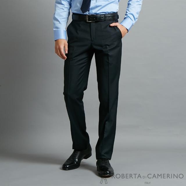 【ROBERTA 諾貝達】時尚設計 流行條紋精品西裝褲(藍黑)