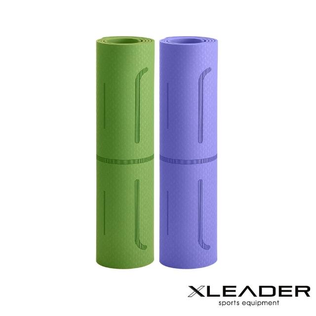 【Leader X】環保TPE雙面防滑體位中導線瑜珈墊6mm 附收納繩 經典版 2色