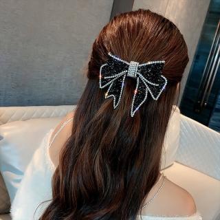 【HaNA 梨花】CHIC公主夢系列．黑寶石水晶鑲邊鑽石蝴蝶結髮夾