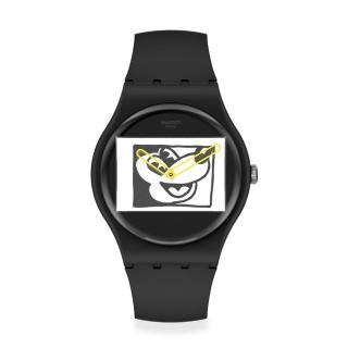 【SWATCH】New Gent 原創系列手錶 MICKEY BLANC SUR NOIR 瑞士錶 錶(41mm)