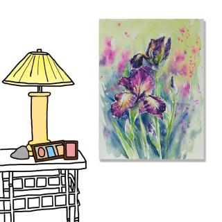 【24mama 掛畫】單聯式 油畫布 美麗 植物花朵 繪畫插圖 無框畫-30x40cm(鳶尾)