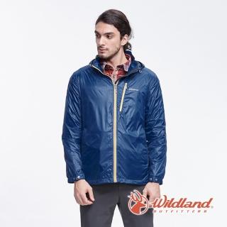 【Wildland 荒野】男 15D天鵝絨防風保暖外套-經典藍 0A82922-123(天鵝絨/防風/保暖外套/連帽外套)