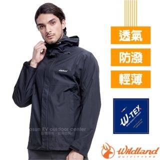 【Wildland 荒野】男新款 輕薄防水高透氣機能外套.夾克.風衣/超潑水.輕薄(W3916-54 黑色)