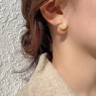 【Quenby】925純銀 簡約圓片設計感貼耳耳環/耳針(耳環/聖誕禮物/交換禮物)