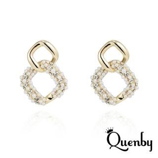 【Quenby】925純銀 東大門同步菱形珍珠耳環/耳針(耳環/聖誕禮物/交換禮物)