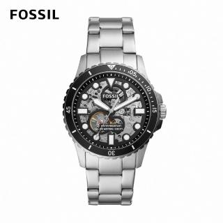 【FOSSIL 官方旗艦館】FB -01 三眼縷空機械指針男錶 銀色不鏽鋼錶帶 手錶 42MM ME3190