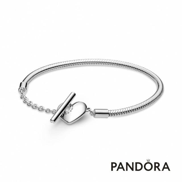 【Pandora官方直營】Pandora Moments 心形 T 字扣蛇形手鏈