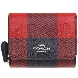 【COACH】紅x黑PVC三折零錢袋短夾