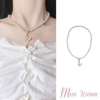 【MISS KOREA】韓國設計溫柔氣質珍珠蝴蝶項鍊