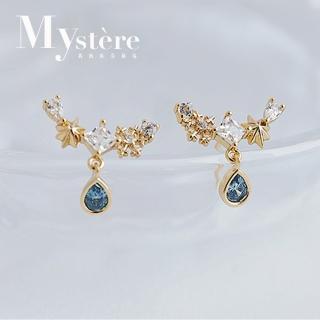 【my stere 我的時尚秘境】日系輕奢輕珠寶藍鑽水滴星星耳環(藍鑽 優雅 氣質 聖誕禮物/交換禮物)