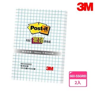 【3M】660-SSGRID 狠黏方格便條紙 10.1×15.2公分(2入1包)