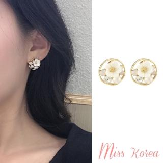 【MISS KOREA】韓國設計S925銀針清新立體花朵珍珠寶石造型耳環