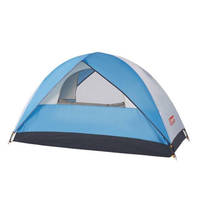【Coleman】日光浴4人帳篷 天藍色 Sundome Tent Cyan(專利防積水系統 登山 雙窗 透氣 防雨)
