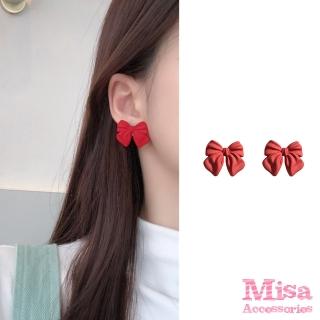 【MISA】韓國設計S925銀針甜美蝴蝶結造型氣質耳環(2色任選)