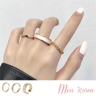 【MISS KOREA】韓國設計溫柔氣質滴釉造型戒指三件式套組