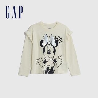 【GAP】女幼童裝 Gap x Disney迪士尼聯名 純棉印花圓領長袖T恤-象牙白(786289)