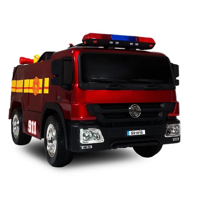 【聰明媽咪兒童超跑】消防車造型 單人座 雙驅兒童電動車(SX1818)