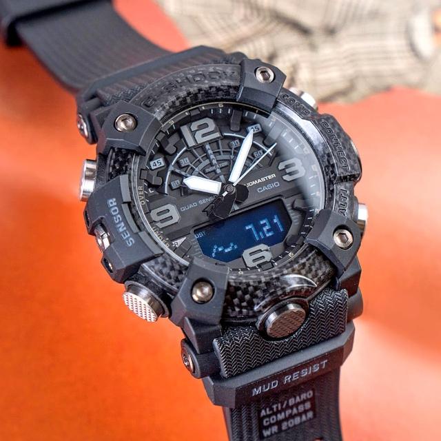 【CASIO 卡西歐】G-SHOCK 戶外探險碳纖維多功能藍芽腕錶/黑(GG-B100-1B)