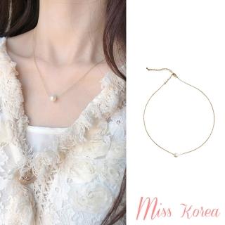 【MISS KOREA】韓國設計氣質單顆不規則形狀珍珠鎖骨鍊
