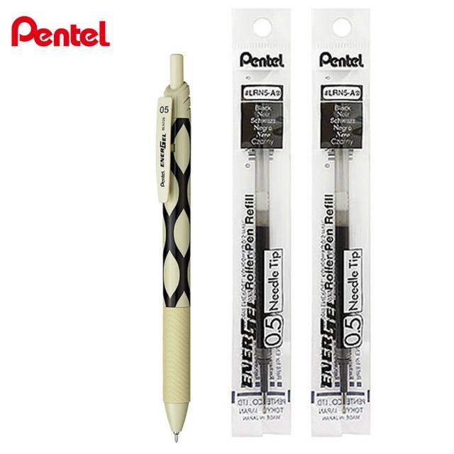 【Pentel 飛龍】限量ENERGEL-S極速鋼珠筆0.5貓柄組(1筆2芯)