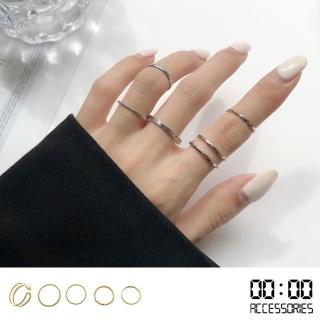 【00:00】韓國設計簡約潮流時尚戒指五件套(3色任選)
