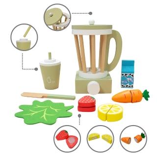 【Teamson】小廚師法蘭克福木製玩具果汁機組 _綠色(家家酒13件組)