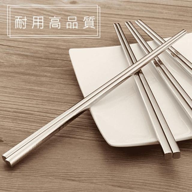 【ROYAL LIFE】316不鏽鋼超耐用加長方形筷(10雙組)