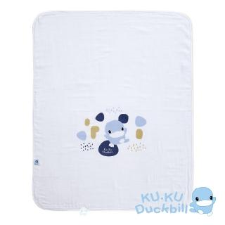 【KU.KU. 酷咕鴨】成長印記紗布大浴巾(藍/粉)