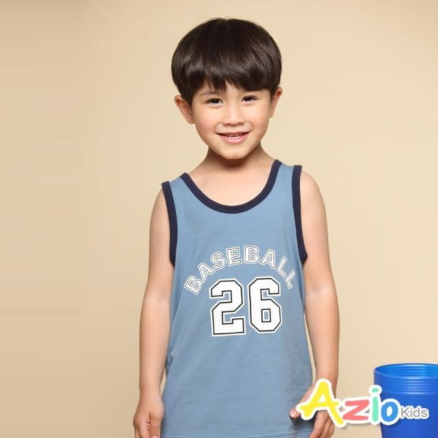【Azio Kids 美國派】男童 背心 數字印花配色包邊背心上衣(藍)