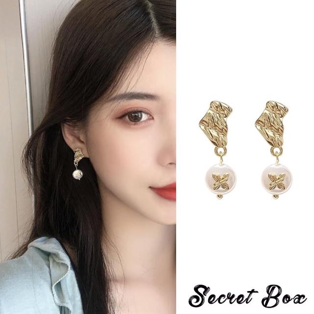 【SECRET BOX】韓國設計S925銀針復古巴洛克歐風珍珠耳環