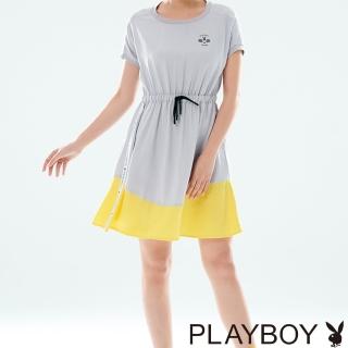 【PLAYBOY】拼色運動風洋裝(灰色)