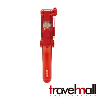 【Travelmall】藍芽自拍棒+三段補光燈(紅)