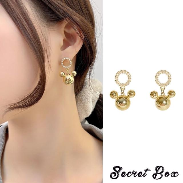 【SECRET BOX】韓國設計S925銀針可愛造型經典圈圈美鑽耳環