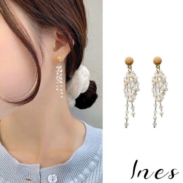【INES】韓國設計S925銀針復古彩色流蘇串珠造型耳環